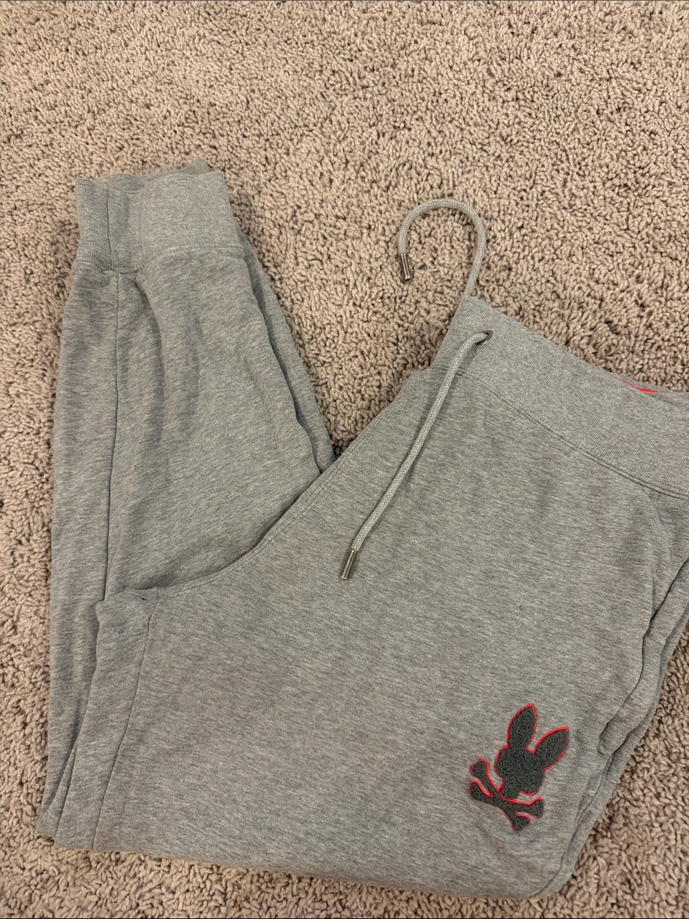 Psycho Bunny Men's Heather Gray Jogger Sweatpants with Embroidered Logo
